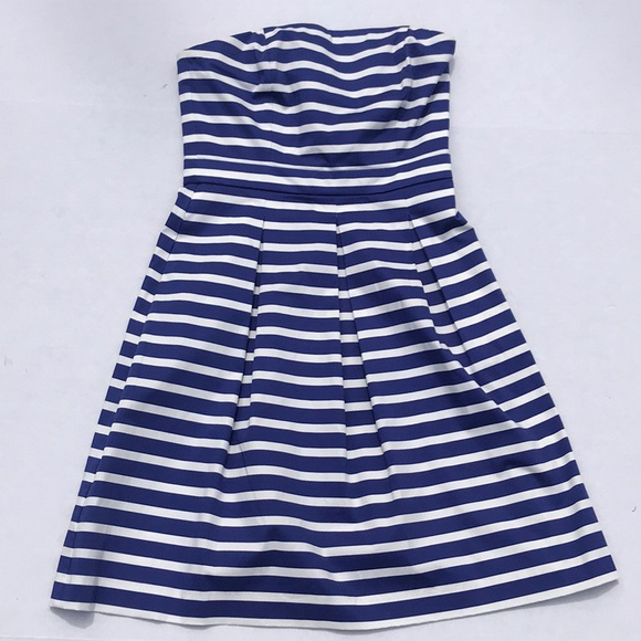 GAP Dresses & Skirts - Gap Strapless Blue/White Striped Dress NWOT